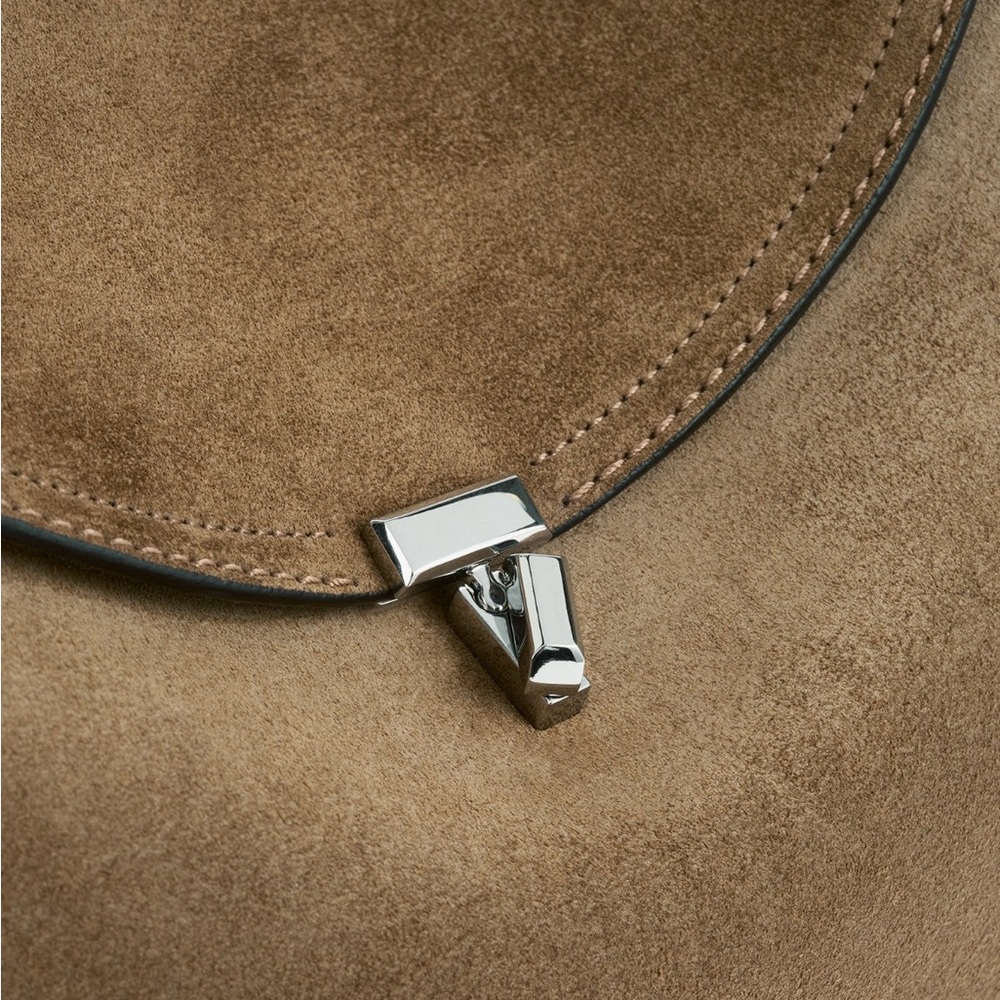 Toteme T lock suede top handle bag - Picture 5 of 9